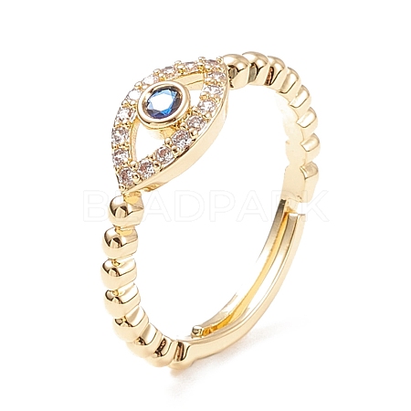 Cubic Zirconia Horse Eye Adjustable Ring RJEW-C028-04G-1