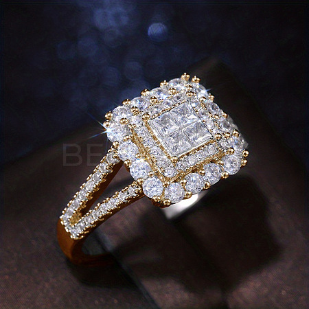 Brass Micro Pave Cubic Zirconia Finger Rings for Women FS-WG4C4EA-03-1