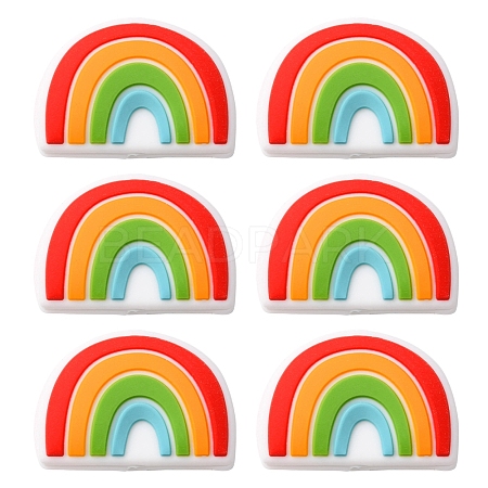 6Pcs Food Grade Eco-Friendly Silicone Focal Beads SIL-YW0001-04F-1