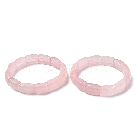 Natural Rose Quartz Bead Stretch Bracelets for Women Men BJEW-C097-02A-13-1