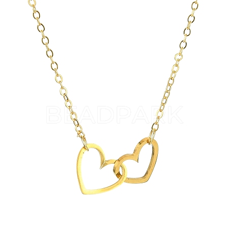 201 Stainless Steel Interlocking Heart Pendant Necklace NJEW-JN04525-1