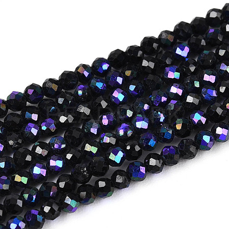 AB Color Plated Natural Black Spinel Beads Strands G-T144-A07-03-1