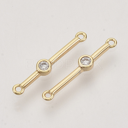 Brass Cubic Zirconia Links connectors X-KK-N216-24-1