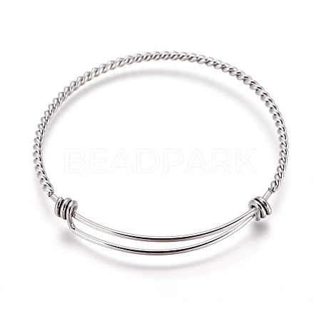 Adjustable Stainless Steel Expandable Bangle Making BJEW-F243-06P-1