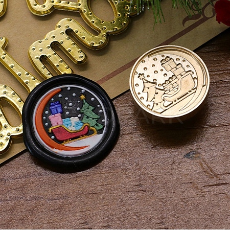 Christmas Series Wax Seal Brass Stamp Head AJEW-M037-01G-15-1