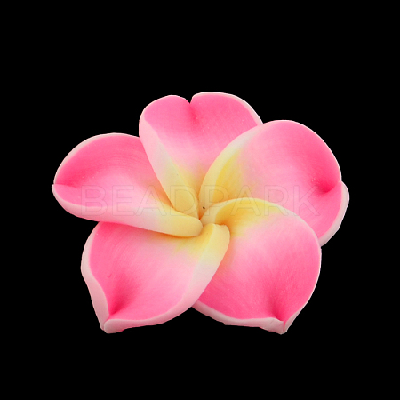 Handmade Polymer Clay 3D Flower Plumeria Beads X-CLAY-Q192-15mm-10-1