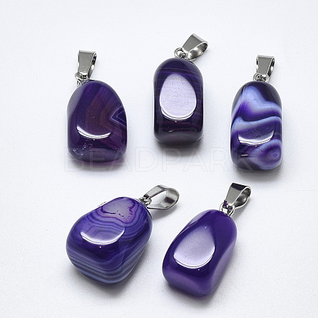 Natural Banded Agate/Striped Agate Pendants G-T122-20C-1
