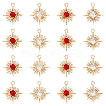 16Pcs 2 Colors Brass Micro Pave Cubic Zirconia Pendants KK-DC0003-35-1