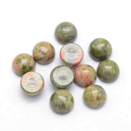 Natural Unakite Cabochons G-P393-R31-4MM-1