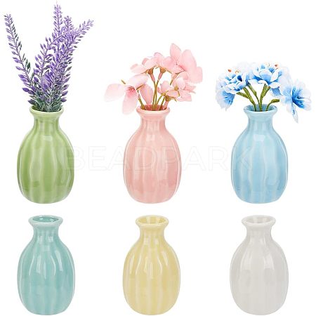 6Pcs 6 Colors Mini Ceramic Floral Vases for Home Decor BOTT-NB0001-04-1