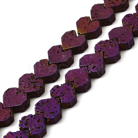 Electroplated Natural Lava Rock Beads Strands G-Q1009-G01-01E-1