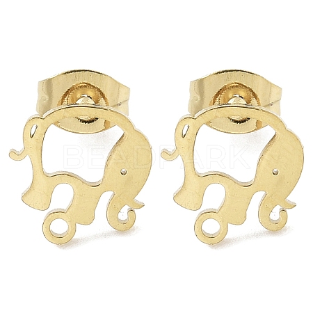 Elephant Ion Plating(IP) 304 Stainless Steel Stud Earring Findings STAS-I206-93G-1