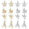 DICOSMETIC 16Pcs 8 Style Brass Micro Pave Cubic Zirconia Charms ZIRC-DC0001-25-1