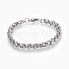 304 Stainless Steel Wheat Chain Bracelets BJEW-P239-03B-1