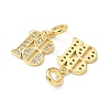 Brass Micro Pave Clear Cubic Zirconia Number 18 European Dangle Charms KK-K293-62G-2