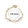 Natural Cowrie Shell Link Bracelet with Paperclip Chain for Women BJEW-SW00025-6