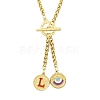 Ion Plating(IP) 304 Stainless Steel Red Enamel Letter & Eye Pendant Wheat Chain Necklaces STAS-Z102-01G-L-1