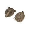 Holy Oval Carved Virgin Mary Tibetan Style Alloy Chandelier Component Links TIBEP-LF0961YKG-AB-LF-2
