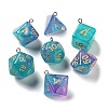 7 Styles Transparent Resin Polyhedral Dice Pendants Set RESI-A029-01Q-1
