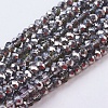 Half Plated Faceted Rondelle Electroplate Glass Bead Strands X-EGLA-D020-3x2mm-21-1