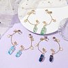 3 Pairs 3 Color Dyed Natural Quartz Crystal Irregular Nuggets Dangle Stud Earrings Crawler Earrings EJEW-TA00354-2