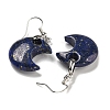 Rack Plating Moon Brass Dangle Earrings for Women EJEW-B064-02P-09-2