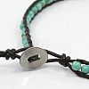 Fashion Double Wrap Style Synthetic Turquoise Bracelets X-BJEW-J056-09-3