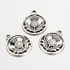 Tibetan Style Alloy Flat Round with Flower Scotland Thistle Pendants LS-TIBEP-24054-AS-FF-2