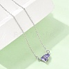 Brass Pave Cubic Zirconia Rectangle and Heart Pendant Cable Chain Necklaces KK-CBAB173-04P-07-2