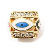 Rack Plating Brass Micro Pave Cubic Zirconia Evil Eye European Beads with Enamel KK-M247-34G-06-3
