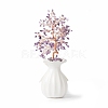 Natural Amethyst Chips with Brass Wrapped Wire Money Tree on Ceramic Vase Display Decorations DJEW-B007-01B-2