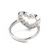 Plastic Pearl Hollow Out Heart Adjustable Ring RJEW-L100-012P-3