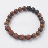 Natural Lava Rock Beads Stretch Bracelets X-BJEW-E326-03E-1