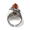 Hexagonal Prism Synthetic Goldstone Open Cuff Rings RJEW-B106-01P-05-4