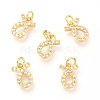 Brass Micro Pave Clear Cubic Zirconia Charms ZIRC-O036-30G-E-1