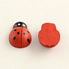 Dyed Ladybug Wood Cabochons X-WOOD-Q018-50C-1