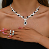 Horse Eye Brass Rhinestone Cup Chains Pendant Necklaces & Stud Dangle Earrings Sets FS-WGAAA30-06-1