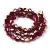 Opaque Solid Color Electroplate Glass Beads Strands EGLA-A039-P6mm-B22-3