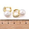 Plastic Pearl Dangle Hoop Earrings with Clear Cubic Zirconia EJEW-A070-08G-5