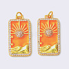 Rack Plating Brass Micro Pave Clear Cubic Zirconia Pendants KK-D073-24G-03-1