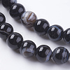Round Dyed Natural Striped Agate/Banded Agate Beads Strands X-G-G582-6mm-07-3