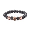 Natural Lava Rock Round Beads Essential Oil Anxiety Aromatherapy Bracelets X1-BJEW-JB06921-2