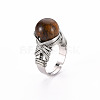 Adjustable Gemstone Round Finger Rings RJEW-T019-01A-P-3