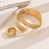 Elegant Brass Multi-layer Cuff Bangles & Rings Sets for Banquets and Parties TV3814-5
