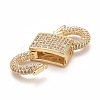 Rack Plating Brass Micro Pave Clear Cubic Zirconia Clasps KK-M229-62G-2