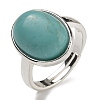 Synthetic Green Turquoise Oval Adjustable Rings RJEW-K371-07S-18-2