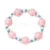 Synthetic Turquoise & Natural Freshwater Shell Beads Stretch Bracelets for Women BJEW-JB12017-01-2