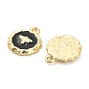 Rack Plating Alloy Black Enamel Pendants PALLOY-Q005-10G-2