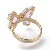 Adjustable Brass Glass Finger Rings RJEW-P148-A01-13-3