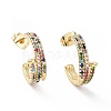 Brass Micro Pave Cubic Zirconia Stud Earring EJEW-C008-03G-1